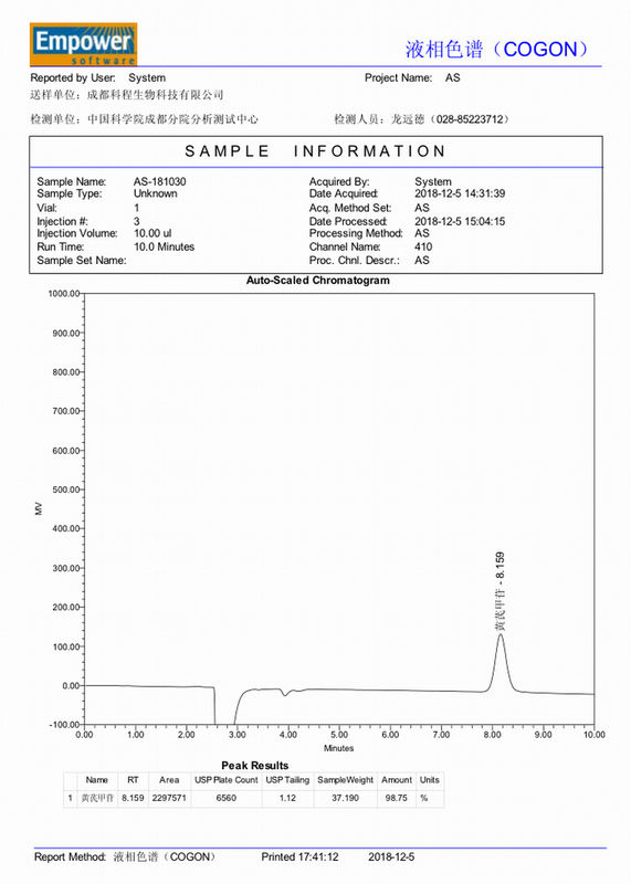 Función corazón-pulmón de mejora antiinflamatoria HPLC-ELSD de la raíz del astrágalo del 98+% Astragaloside 4
